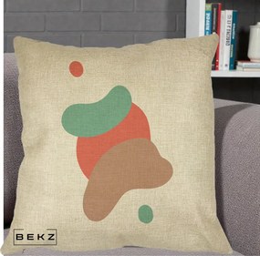 Perna Decorativa Abstract Forme Fluide Coral, 40x40 cm, Crem, Husa Detasabila, Perna Inclusa, BEKZ®