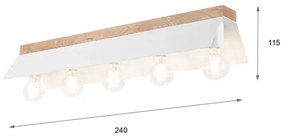 Plafonieră ESME 5xE27/15W/230V alb/stejar