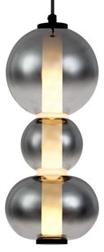 Lampă suspendată Art Deco neagră cu sticlă fumurie și transparentă 3 lumini incl. LED - Lizzy