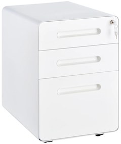 Vinsetto Caisson birou mobil și verrouillable cu 3 sertare pentru format A4, scrisori, legal, 39 x 48 x 59 cm, alb | Aosom Romania