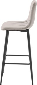 Scaun de bar POZZA VELVET cu picioare negre, bej