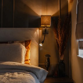 Aplică modernă neagră cu USB și abajur pătrat negru - Zeno