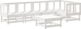 vidaXL Set mobilier de grădină, 6 piese, alb, lemn masiv pin
