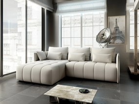 Colțar extensibil dumonde cu ladă de depozitare si sezut confortabil din spuma high-density, Malta Enjoy Beige 235x185 cm