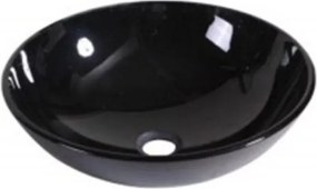 Lavoar pe blat Inter Ceramic rotund negru lucios 42 cm