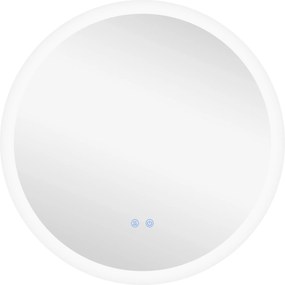 Kleankin Oglindă Rotundă LED pentru Baie, Reglabilă, 3 Temperaturi de Culoare, Anti-Ceță, 70cm | Aosom Romania