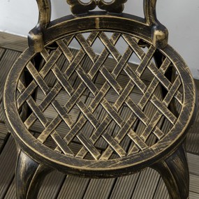 Outsunny Set Bistrò de Grădină 3 Piese cu 2 Scaune de Grădină și Masă Rotundă cu Orificiu pentru Umbrelă, Set Masă și Scaune de Grădină din Aluminiu, pentru Terasă, Curte, Exterior, Bronz | Aosom Romania