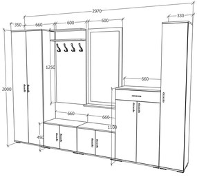 Set Hol Como V1, Antracit/Alb, L 300 cm