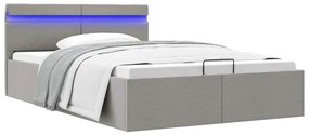 vidaXL Cadru pat hidraulic ladă LED gri deschis 120x200 cm textil