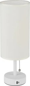 Brilagi - Lampă de masă TABLON cu port USB, 1xE27/25W/230V, alb/crem