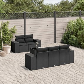 3254632 vidaXL Set mobilier de grădină cu perne, 6 piese, negru, poliratan