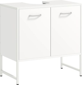 HOMCOM Dulap pentru sub lavoar, mobilier de baie cu 2 uși cu închidere lentă și raft reglabil, alb | Aosom Romania