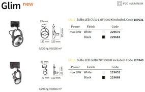 Spot directionabil pentru sina Link, GLIM TRACK NERO 229683 IDL