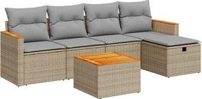 vidaXL Set canapele de grădină cu perne, 6 piese, bej, poliratan