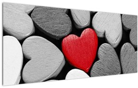 Tablou cu inimioare din lemn (120x50 cm)
