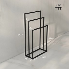 HOMCOM Suport pentru Prosoape de Podea cu 3 Brate Autoportant din Oțel, 45x21.5x85 cm | Aosom Romania
