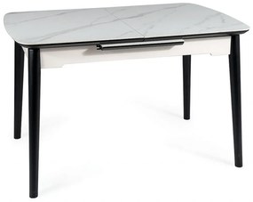 Masa extensibila Apollo Ceramica marmura alba/negru mat - L120-160 cm