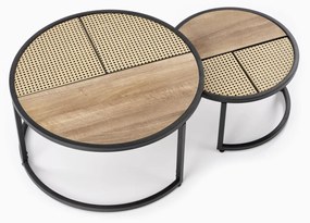 Set mese de cafea Garmina stejar auriu + rattan