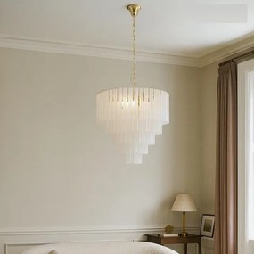 Lustra suspendata metal auriu, sticla alba GORDON 60