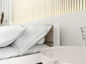 Pat de o persoana stejar sonoma/alb, IKAROS DOUBLE 90 x 200 cm Saltele: Cu saltele Coco Maxi 20 cm, Somiera pat: Fara somiera