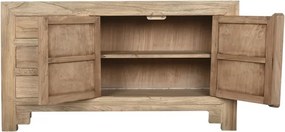 Bufet rustic din lemn masiv de ulm, natur, cu 2 uși cu panouri, 3 sertare și mânere cu inel, 81 x 145 x 40 cm, „Étable”