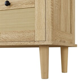 Comodă cu 4 sertare din ratan, 80x40x80 cm, Culoare naturală