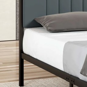 Pat metalic individual LUNOR 90 x 200 cm, antracit, capacitate de încărcare 120 kg