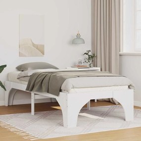 vidaXL Cadru de pat de podea Alb 75 x 190 cm Lemn masiv de pin