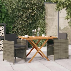 3094303 vidaXL Set mobilier de grădină cu perne, 3 piese, gri