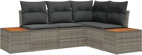 vidaXL Set de canapele pentru grădină cu pernă 5 pcs Bej Rattan poli