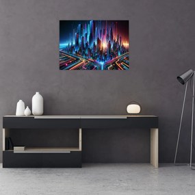 Tablou pe sticlă - Orașul viitorului (70x50 cm)