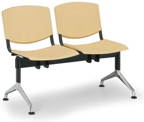 Bancă din plastic de design, 2 locuri, galbenă