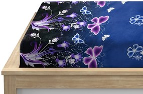 Cearsaf Cocolino microplus cu elastic VIOLET BUTTERFLY 200x200 cm albastru inchis