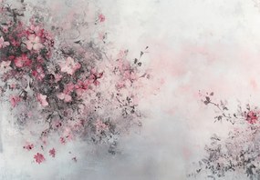 Fototapet - Flori roz-negre abstracte (147x102 cm)