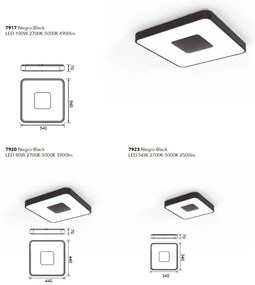 Plafoniera LED Smart dimabila cu telecomanda COIN 54x54cm neagra