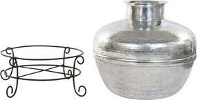 Vază decorativă de mari dimensiuni, stil modern elegant, culoare argintiu, din aluminiu, „Silver”