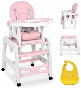 Scaun de masa, Ricokids, 5 in 1, balansoar, hranire, joaca, scaun cu masa, Sinco, Roz