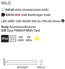 Aplica LED oglinda Baie IP44 stil modern liniar NILO-1 neagra 63316