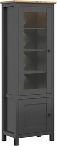 Vitrina HESEN, gri grafit/stejar artisan, PAL melaminat/sticla securiz
