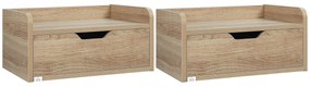 HOMCOM Set 2 Noptiere Suspendate cu Sertar de Depozitare, 40x30x19.5cm, Design Modern Natur pentru Dormitor | Aosom Romania