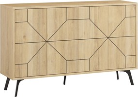 Comoda DUNE, stejar/negru, PAL melaminat, 123x35x77 cm