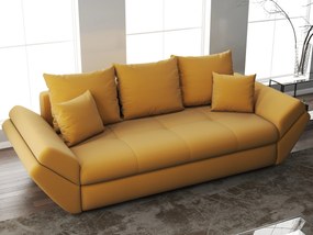 Canapea extensibilă dumonde cu ladă de depozitare si sezut confortabil din spuma high-density, Loana Royal Mustar 250x100 cm