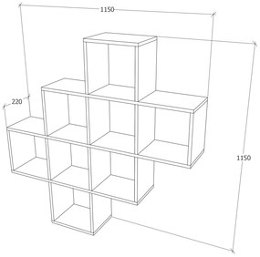 Biblioteca haaus Davie, Alb, 115 x 22 x 115 cm