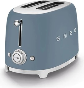 Prajitor de paine SMEG 50's Style TSF01SBMEU, 950 W, 2 felii, 6 trepte, Tava pentru firimituri, Cablu integrat, Otel inoxidabil, Albastru cenusiu