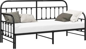vidaXL Cadru de pat de zi Negru 75 x 190 cm Oțel vopsit electrostatic