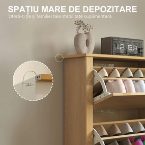 HOMCOM Dulap Slim pentru 18 Pantofi, 3 Sertare cu 2 Rafturi Reglabile Lemn | Aosom Romania