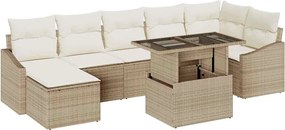 vidaXL Set de canapele pentru grădină cu pernă 8 pcs Bej și crem