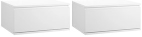 HOMCOM Set 2 Noptiere Suspendate cu Sertar, Design Modern pentru Dormitor și Living, PAL și MDF, Dimensiuni 49x38x23cm, Alb Elegant | Aosom Romania