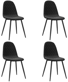 325663 vidaXL Scaune de bucătărie, 4 buc., negru, catifea