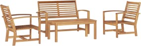 vidaXL Set de canapele pentru grădină 4 pcs natural Lemn solid de tec